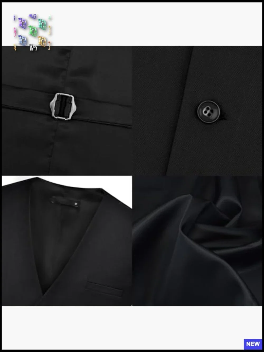 Classic Fit Men's Suit Vest Formal Business Waistcoat with Pocket Square Set